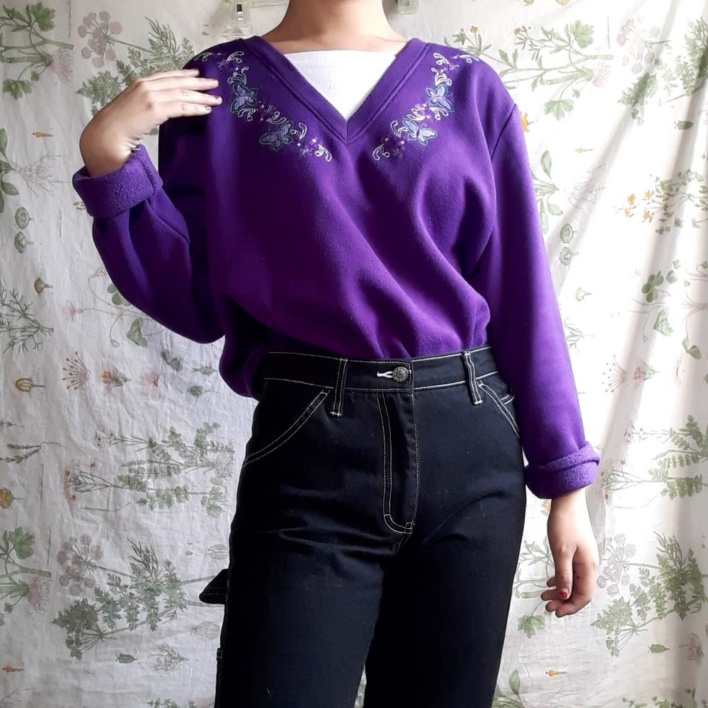 Embroidered Butterfly Sweater